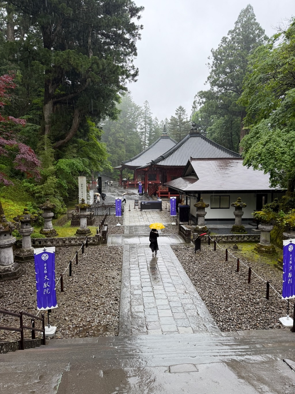 輪王寺大猷院入口，朱紅山門被林木環抱
